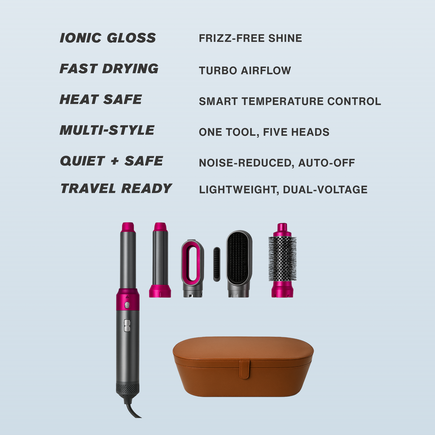 LunorLab 5-in-1 Ionic Hair Styler & Dryer Brush Set